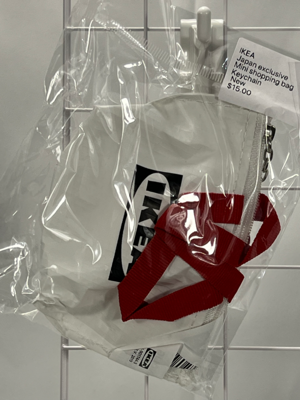 IKEA Japan Exclusive Mini Shopping Bag Keychain – White Edition with Red Straps – New