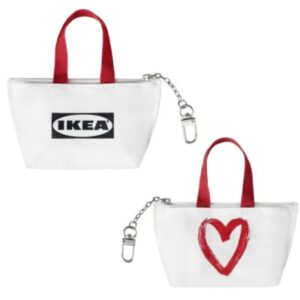 IKEA Japan Exclusive Mini Shopping Bag Keychain – White “Heart & Logo” Edition – Zippered Pouch – New