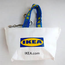 IKEA Japan Exclusive Mini Shopping Bag Keychain – White & Blue – New